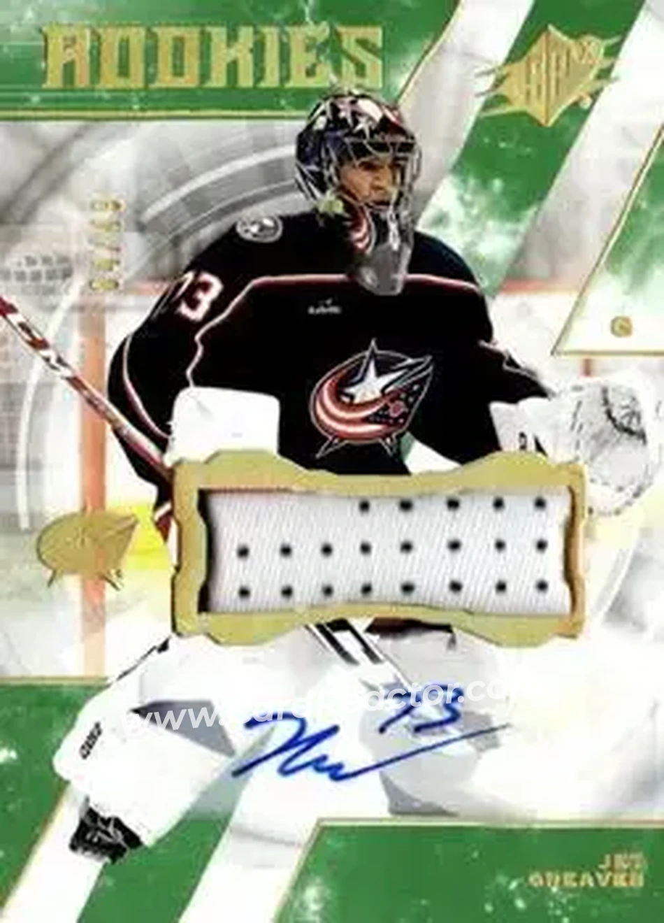 2023-24 SPx - Autographs Patch #144 - Jet Greaves - Columbus Blue Jackets - Front