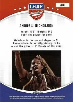Back of Andrew Nicholson