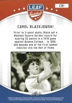 Back of Carol Blazejowski