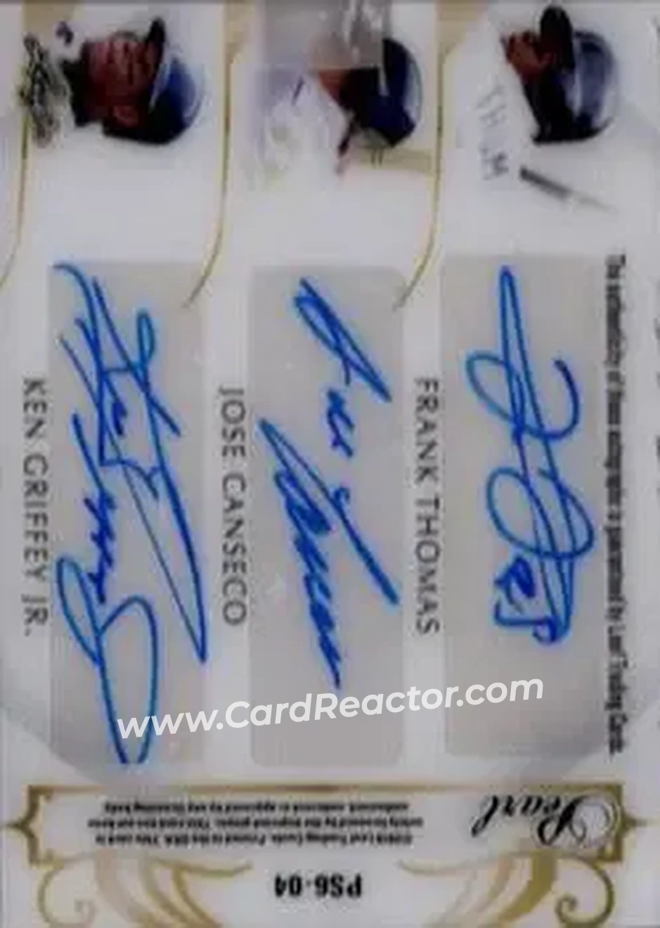 2018-19 Leaf Pearl - Pearl Signatures 6 #PS6-04 - Barry Larkin - Jim Thome - Sammy Sosa - Frank Thomas - Jose Canseco - Ken Griffey Jr. AU, SN3 - Back 2018-19 Leaf Pearl - Pearl Signatures 6 #PS6-04 - Barry Larkin - Jim Thome - Sammy Sosa - Frank Thomas - Jose Canseco - Ken Griffey Jr. AU, SN3 - Back