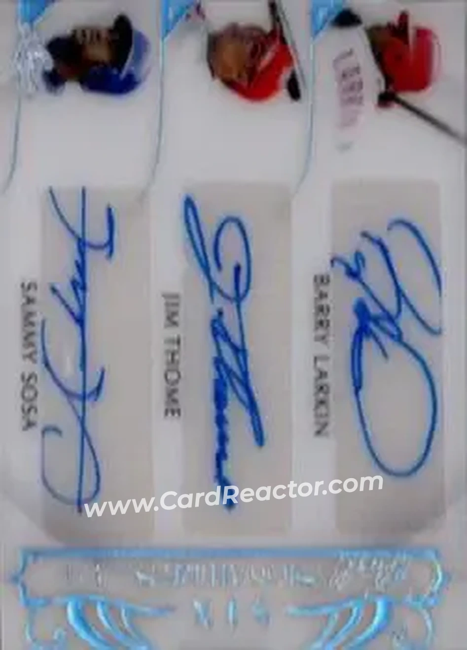 2018-19 Leaf Pearl - Pearl Signatures 6 #PS6-04 - Barry Larkin - Jim Thome - Sammy Sosa - Frank Thomas - Jose Canseco - Ken Griffey Jr. AU, SN3 - Front 2018-19 Leaf Pearl - Pearl Signatures 6 #PS6-04 - Barry Larkin - Jim Thome - Sammy Sosa - Frank Thomas - Jose Canseco - Ken Griffey Jr. AU, SN3 - Front