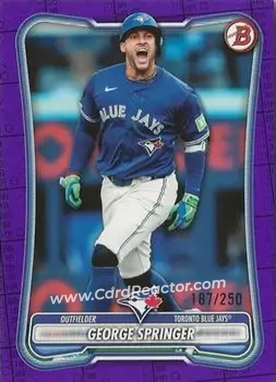 2026 Bowman - Purple Pattern #95 - George Springer - Toronto Blue Jays - Front
