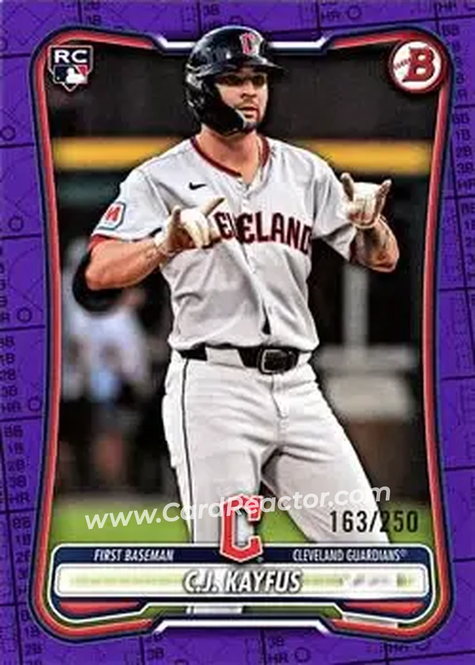 2026 Bowman - Purple Pattern #98 - C.J. Kayfus - Cleveland Guardians - Front