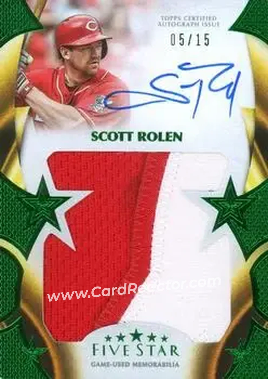 2023 Topps Five Star - Five Star Autographed Jumbo Prime Relics Green #FSJP-SR - Scott Rolen - Cincinnati Reds - Front