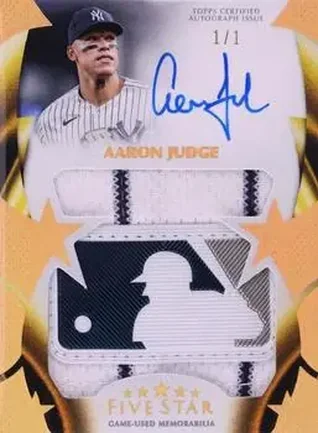 2023 Topps Five Star - Five Star Autographed Jumbo Prime Relics MLB Logo Patch #FSJP-AJ - Aaron Judge - New York Yankees