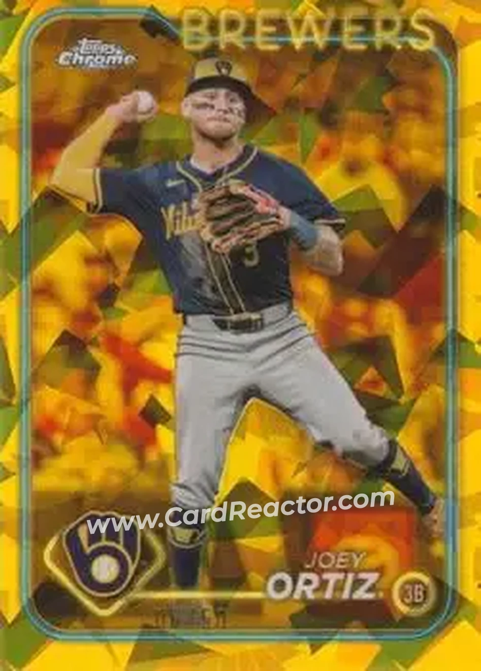 2024 Topps Chrome Update Sapphire Edition - Gold Sapphire #USCS257 - Joey Ortiz - Milwaukee Brewers - Front