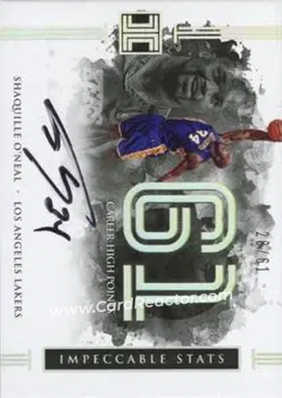 2016-17 Panini Impeccable - Impeccable Stats Autographs #7 - Shaquille O'Neal - Los Angeles Lakers - Front