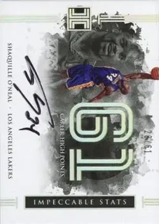 2016-17 Panini Impeccable - Impeccable Stats Autographs #7 - Shaquille O'Neal - Los Angeles Lakers