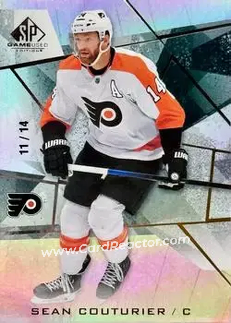 2021-22 SP Game Used #58 - Sean Couturier - Philadelphia Flyers - Front 2021-22 SP Game Used #58 - Sean Couturier - Philadelphia Flyers - Front