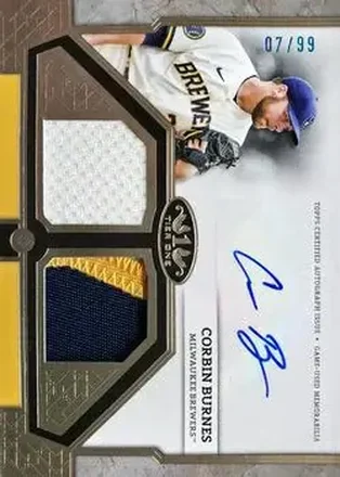 2024 Topps Tier One - Autographed Tier One Relics Dual #T1AR-CB - Corbin Burnes - Milwaukee Brewers