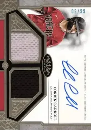2024 Topps Tier One - Autographed Tier One Relics Dual #T1AR-CC - Corbin Carroll - Arizona Diamondbacks