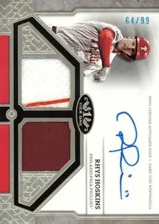 2024 Topps Tier One - Autographed Tier One Relics Dual #T1AR-RH - Rhys Hoskins - Philadelphia Phillies