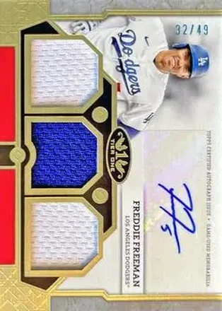 2024 Topps Tier One - Autographed Tier One Relics Triple #T1AR-FF - Freddie Freeman - Los Angeles Dodgers