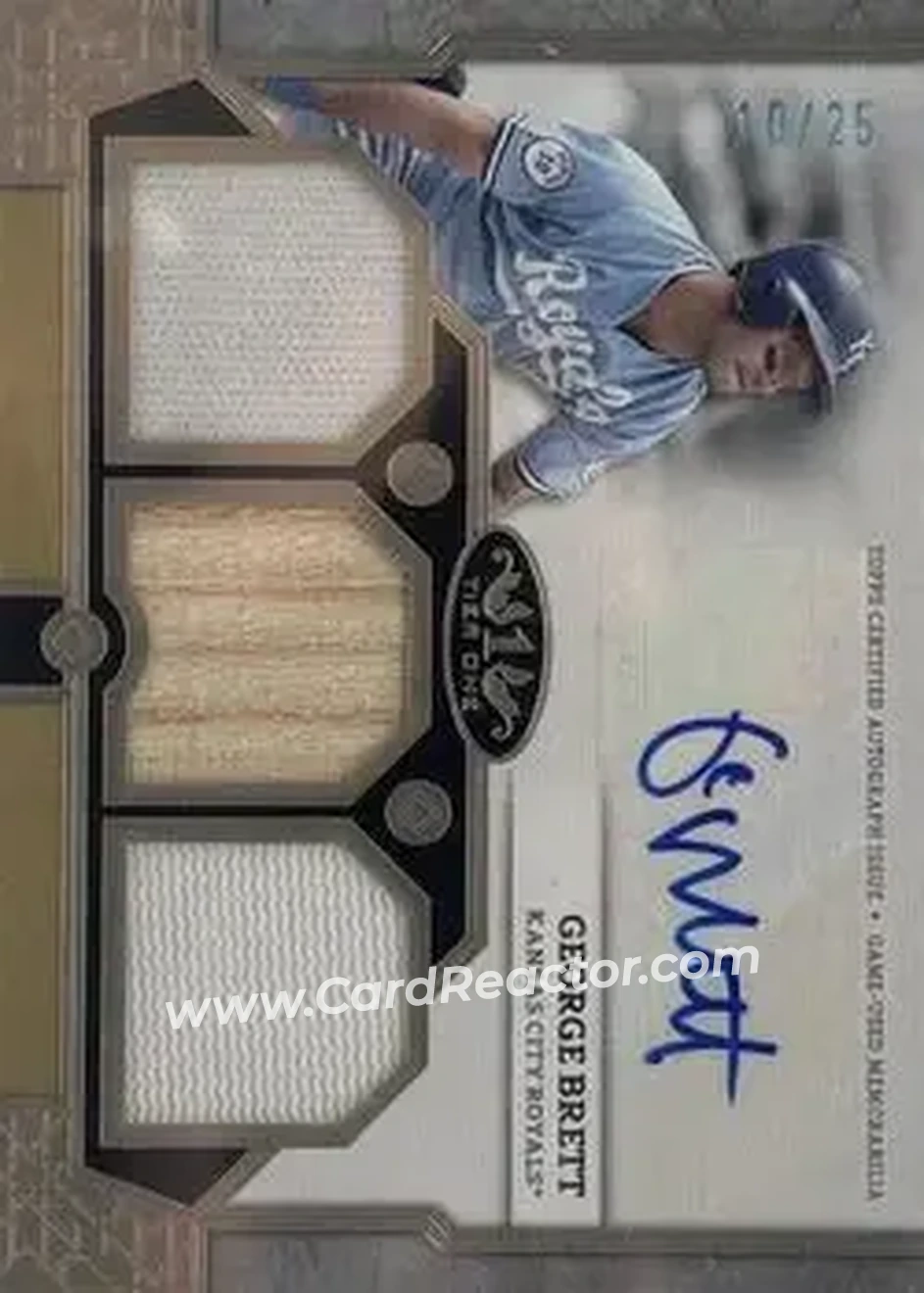 2024 Topps Tier One - Autographed Tier One Relics Triple #T1AR-GB - George Brett - Kansas City Royals - Front