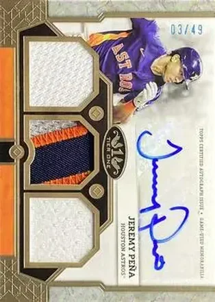 2024 Topps Tier One - Autographed Tier One Relics Triple #T1AR-JPE - Jeremy Peña - Houston Astros
