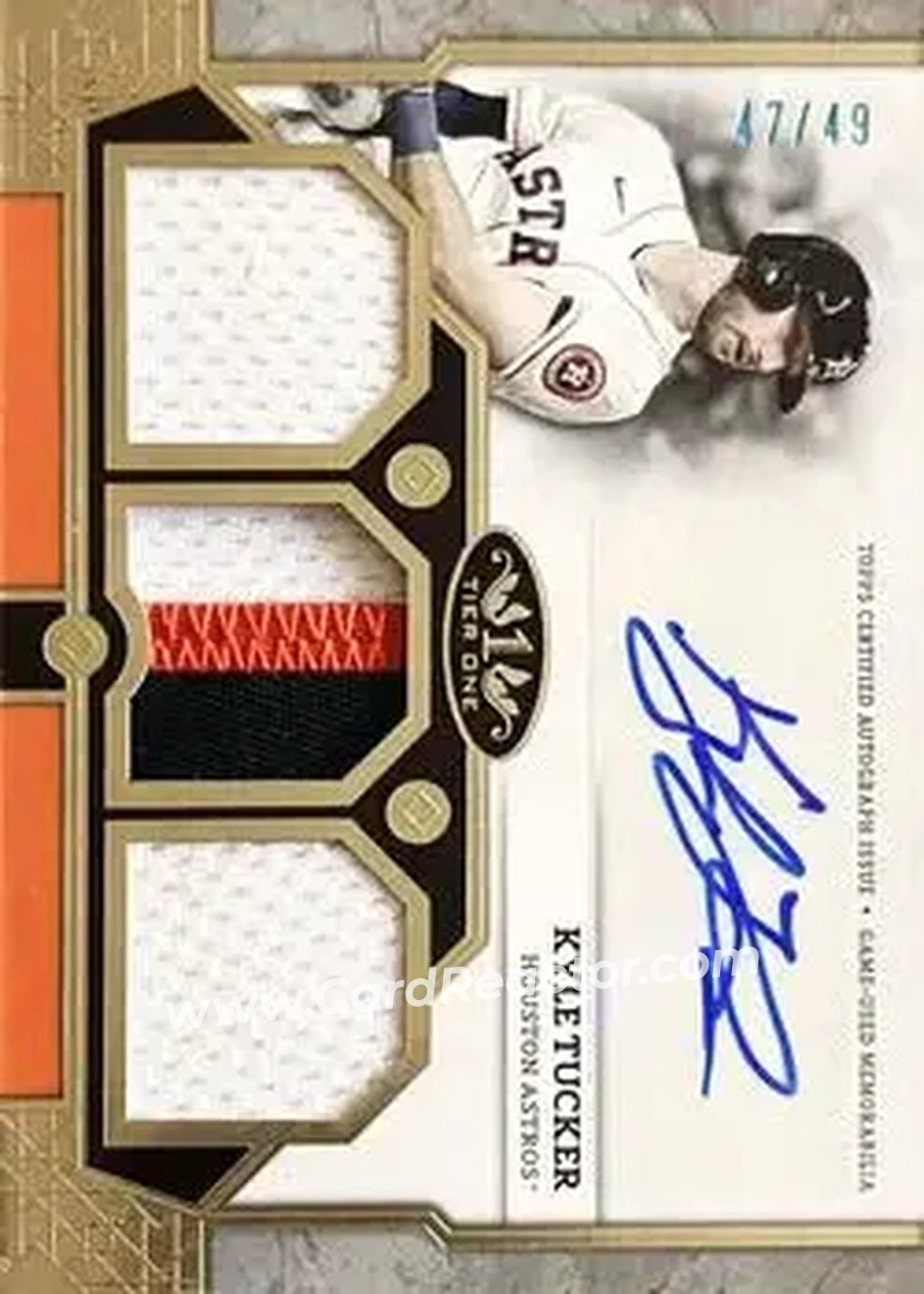 2024 Topps Tier One - Autographed Tier One Relics Triple #T1AR-KT - Kyle Tucker - Houston Astros - Front