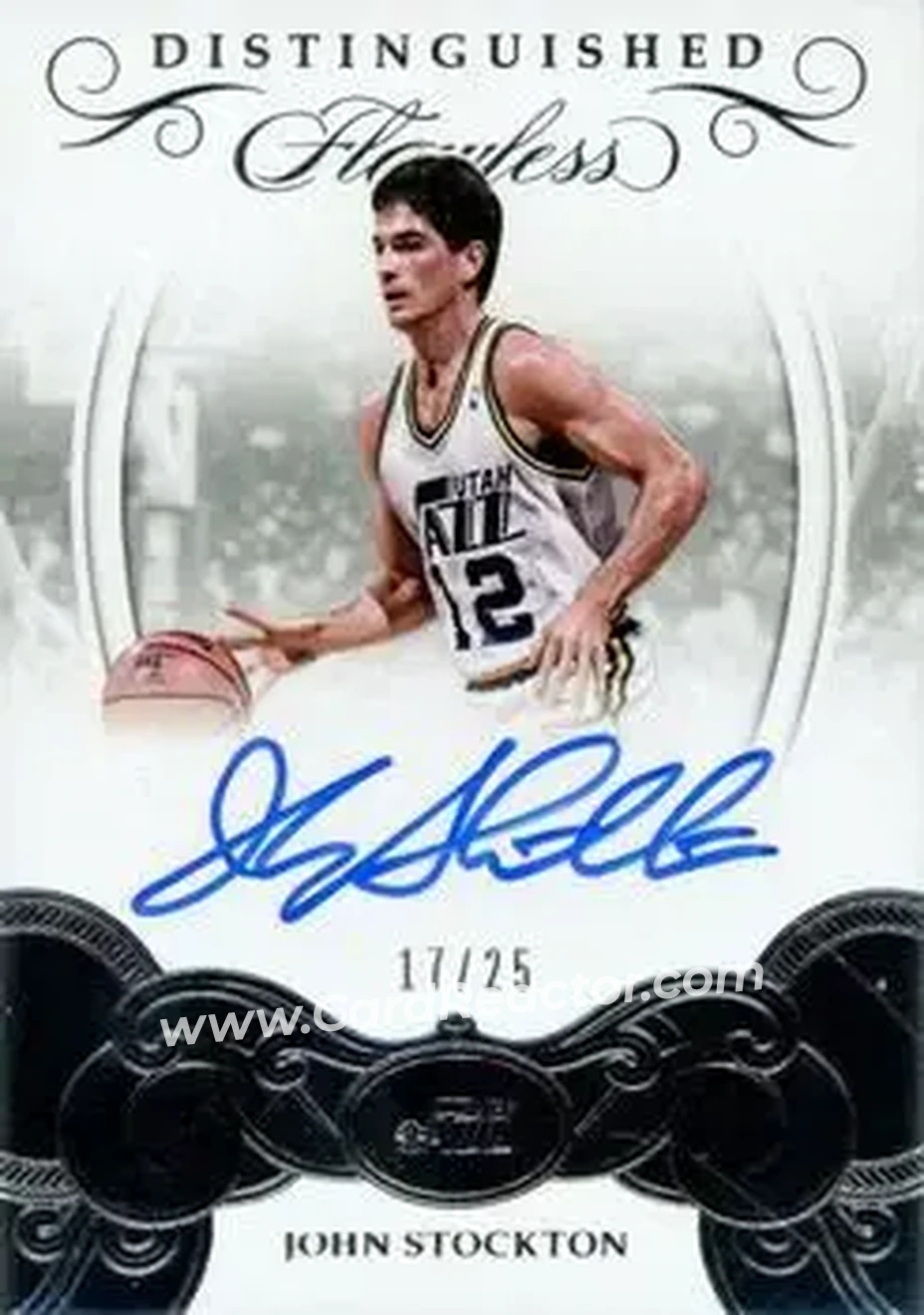 2017-18 Panini Flawless - Distinguished Autos #DA-JS - John Stockton - Utah Jazz - Front 2017-18 Panini Flawless - Distinguished Autos #DA-JS - John Stockton - Utah Jazz - Front