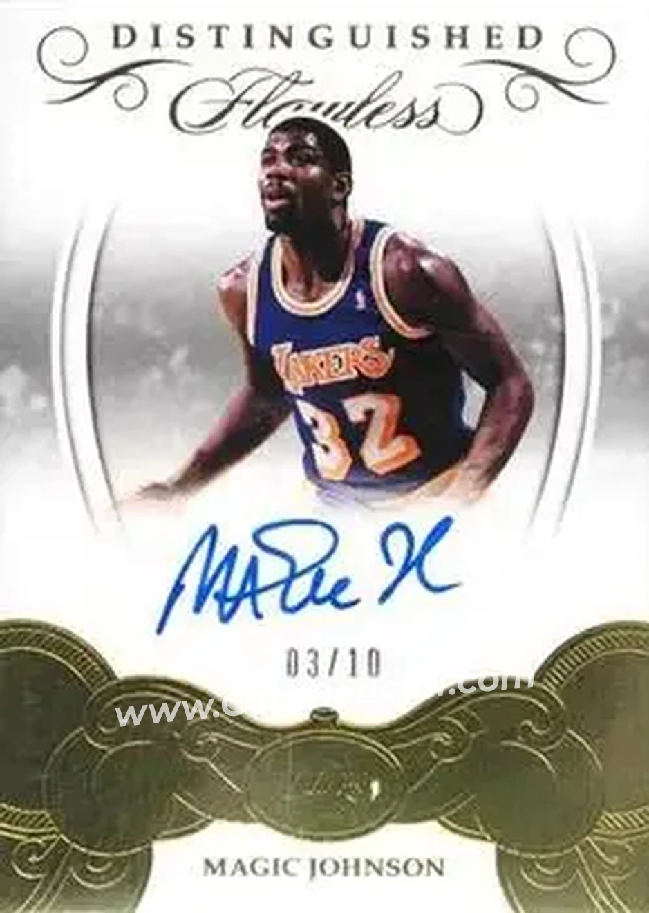 2017-18 Panini Flawless - Distinguished Autos Gold #DA-MJ - Magic Johnson - Los Angeles Lakers - Front