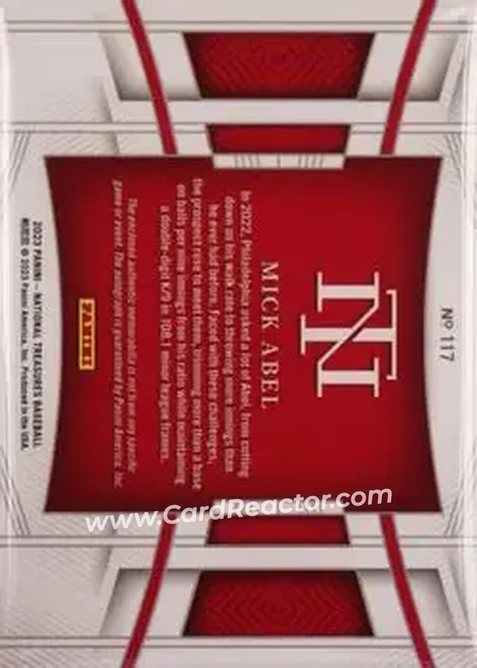 2023 Panini National Treasures - Holo Gold #117 - Mick Abel - Philadelphia Phillies - Back