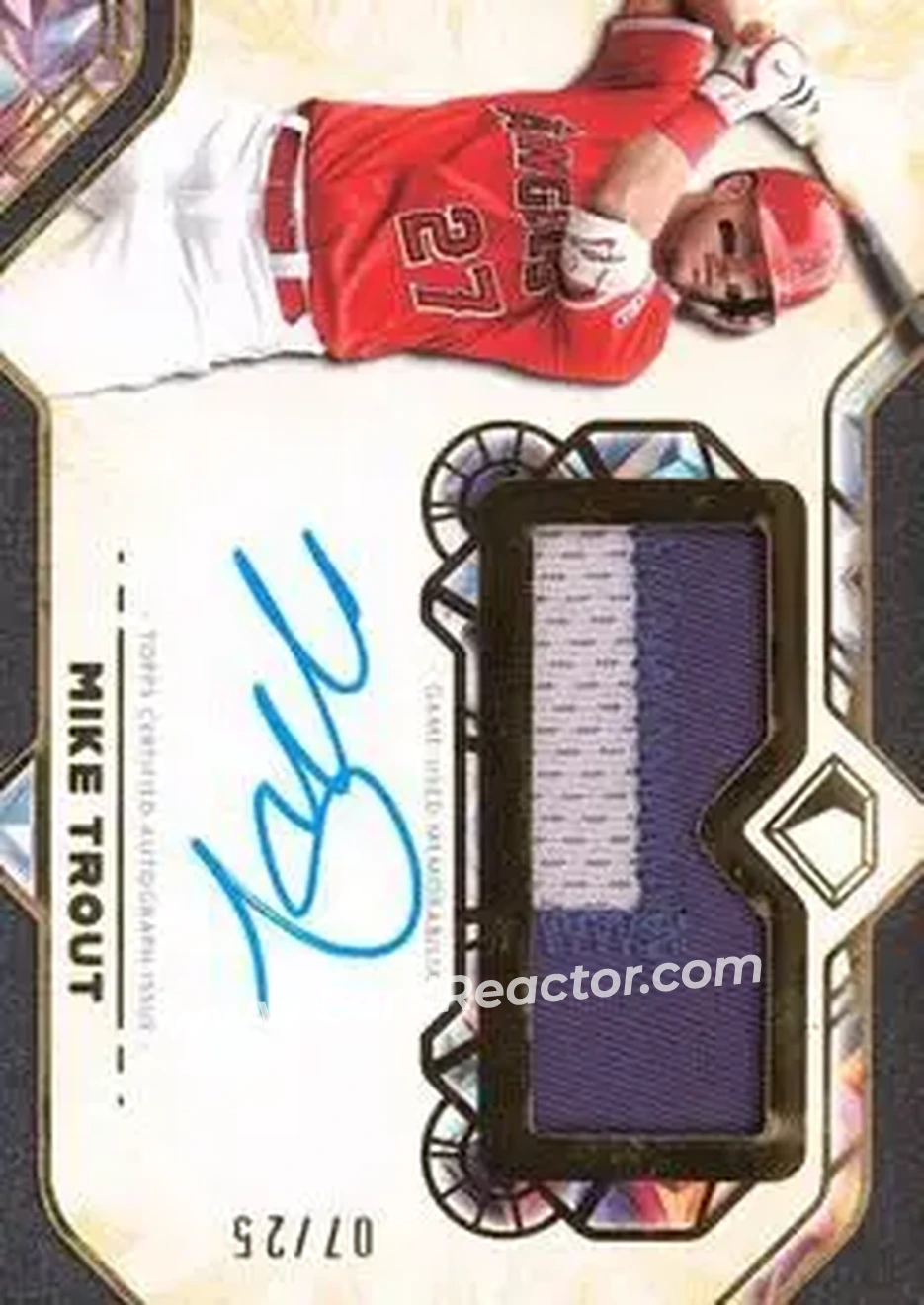 2025 Topps Diamond Icons - Autographed Jumbo Patches #AJP-MT - Mike Trout - Los Angeles Angels - Front 2025 Topps Diamond Icons - Autographed Jumbo Patches #AJP-MT - Mike Trout - Los Angeles Angels - Front