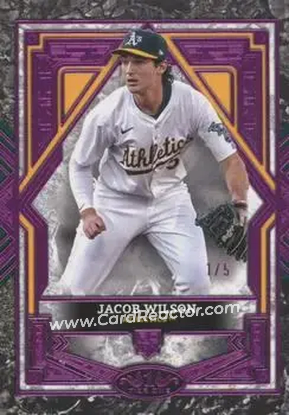 2025 Topps Tier One - Pink Foil #85 - Jacob Wilson - Athletics - Front 2025 Topps Tier One - Pink Foil #85 - Jacob Wilson - Athletics - Front