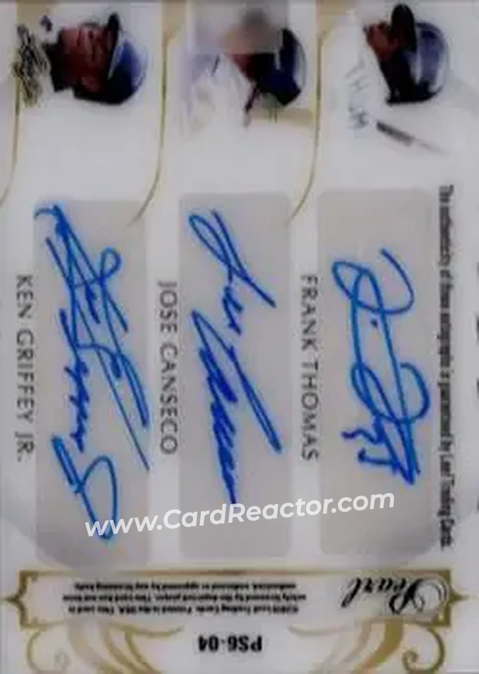 2018-19 Leaf Pearl - Pearl Signatures 6 Red #PS6-04 - Barry Larkin - Jim Thome - Sammy Sosa - Frank Thomas - Jose Canseco - Ken Griffey Jr. AU, SN3 - Back