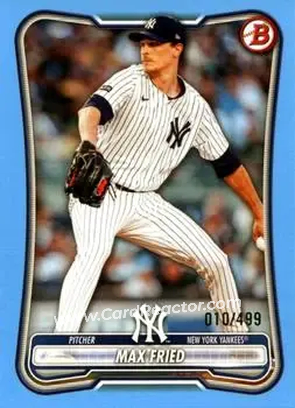 2026 Bowman - Sky Blue #15 - Max Fried - New York Yankees - Front
