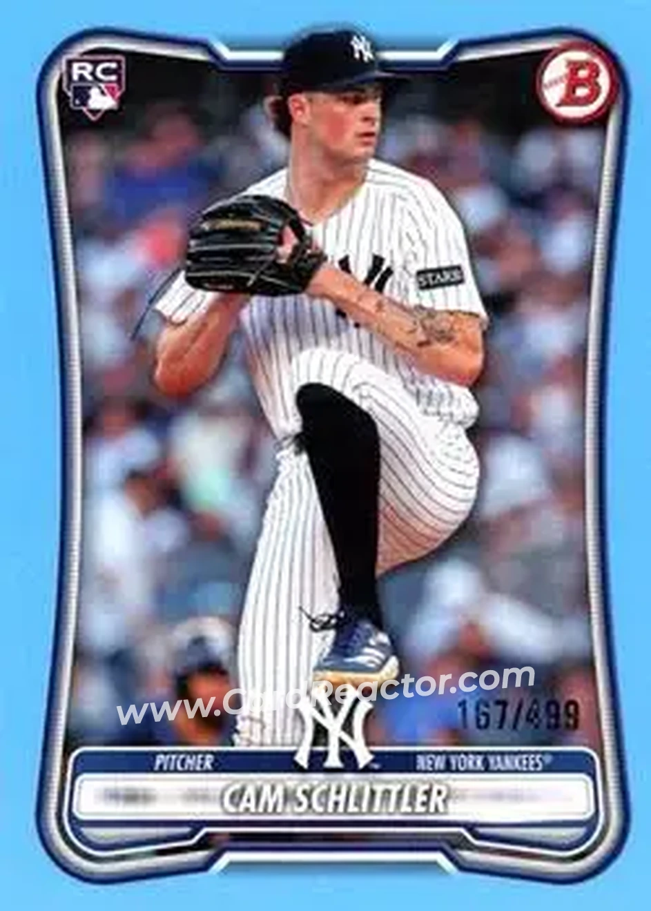 2026 Bowman - Sky Blue #53 - Cam Schlittler - New York Yankees - Front