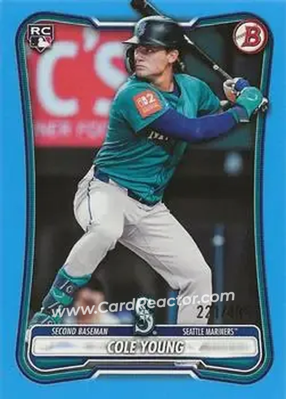 2026 Bowman - Sky Blue #78 - Cole Young - Seattle Mariners - Front 2026 Bowman - Sky Blue #78 - Cole Young - Seattle Mariners - Front