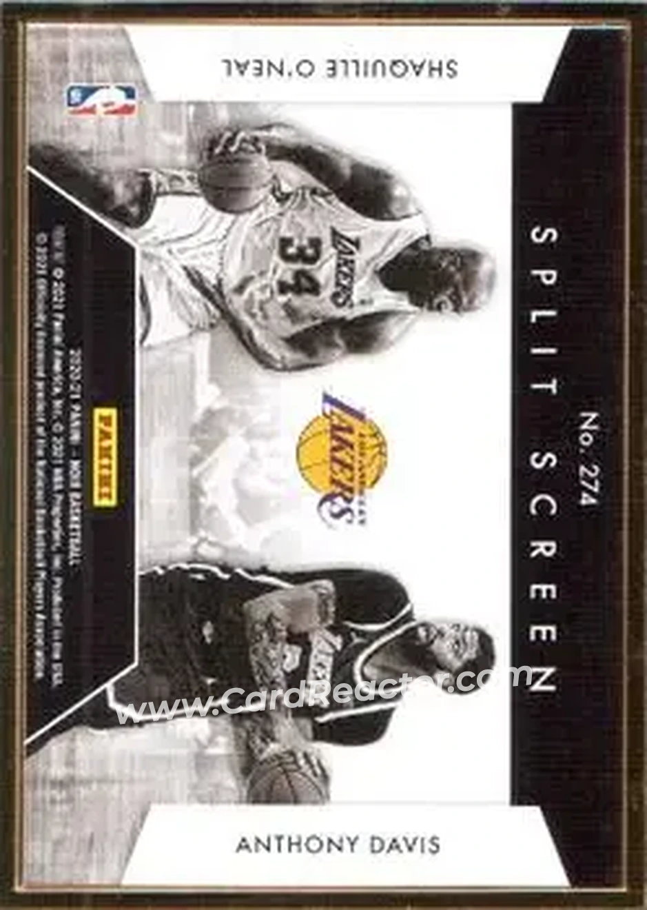 2020-21 Panini Noir - Metal Frame #274 - Anthony Davis - Shaquille O'Neal SS, SN11 - Los Angeles Lakers - Los Angeles Lakers - Back