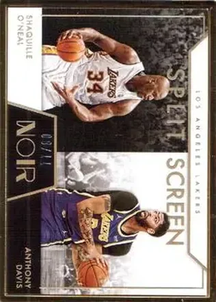 2020-21 Panini Noir - Metal Frame #274 - Anthony Davis - Shaquille O'Neal SS, SN11 - Los Angeles Lakers - Los Angeles Lakers