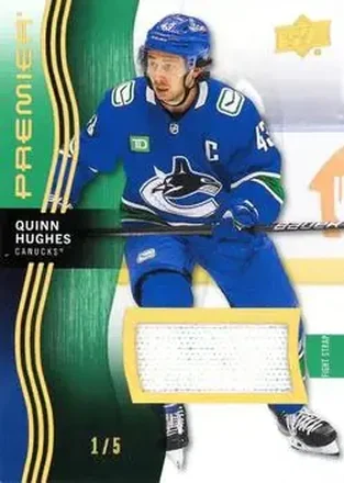 2023-24 Upper Deck Premier - Fight Strap #80 - Quinn Hughes - Vancouver Canucks
