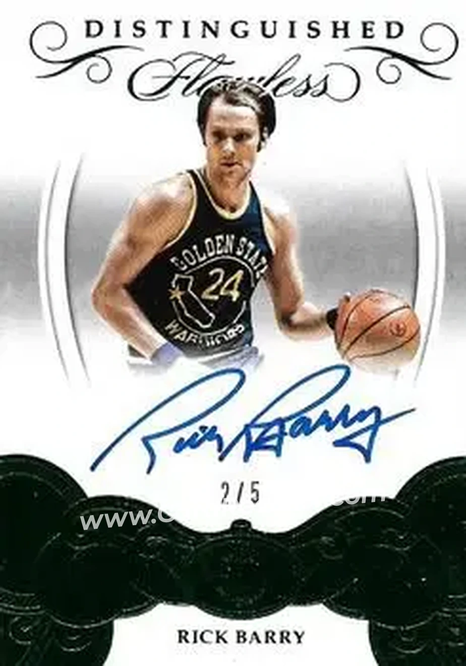 2017-18 Panini Flawless - Distinguished Autos Green #DA-RB - Rick Barry - Golden State Warriors - Front 2017-18 Panini Flawless - Distinguished Autos Green #DA-RB - Rick Barry - Golden State Warriors - Front