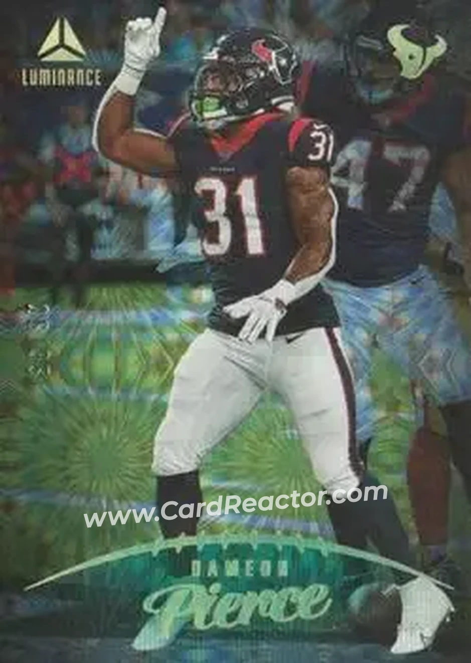 2023 Panini Luminance - Teal #22 - Dameon Pierce - Houston Texans - Front 2023 Panini Luminance - Teal #22 - Dameon Pierce - Houston Texans - Front