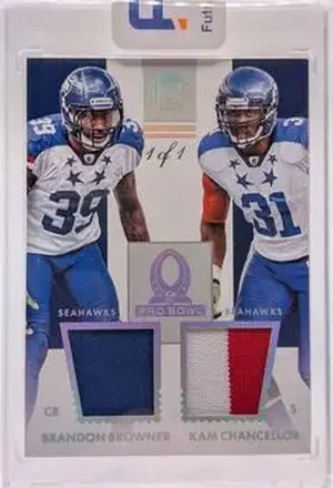 2016 Panini Encased - Pro Bowl Dual Materials Platinum #21 - Kam Chancellor - Brandon Browner MEM, SN1 - Seattle Seahawks - Seattle Seahawks