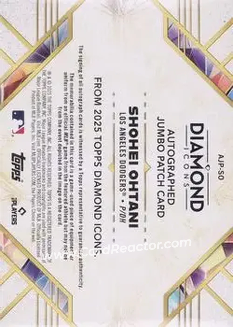 2025 Topps Diamond Icons - Autographed Jumbo Patches Red #AJP-SO - Shohei Ohtani - Los Angeles Dodgers - Back 2025 Topps Diamond Icons - Autographed Jumbo Patches Red #AJP-SO - Shohei Ohtani - Los Angeles Dodgers - Back