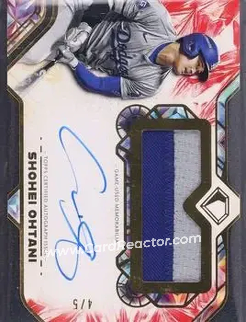 2025 Topps Diamond Icons - Autographed Jumbo Patches Red #AJP-SO - Shohei Ohtani - Los Angeles Dodgers - Front 2025 Topps Diamond Icons - Autographed Jumbo Patches Red #AJP-SO - Shohei Ohtani - Los Angeles Dodgers - Front