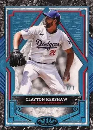 2025 Topps Tier One - Holo Platinum Blue Foil #30 - Clayton Kershaw - Los Angeles Dodgers