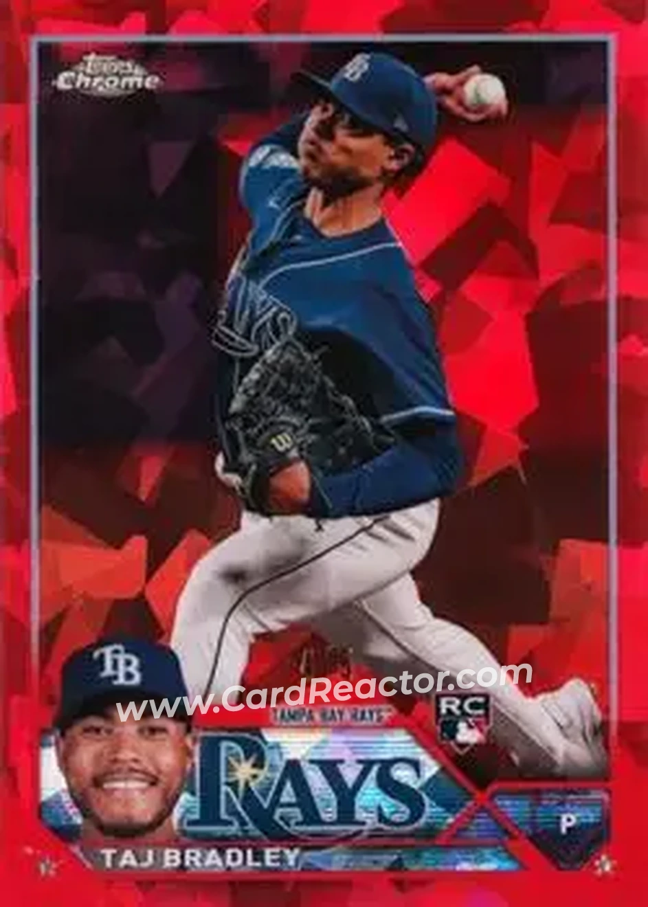 2023 Topps Chrome Update Sapphire Edition - Red #USCS55 - Taj Bradley - Tampa Bay Rays - Front 2023 Topps Chrome Update Sapphire Edition - Red #USCS55 - Taj Bradley - Tampa Bay Rays - Front