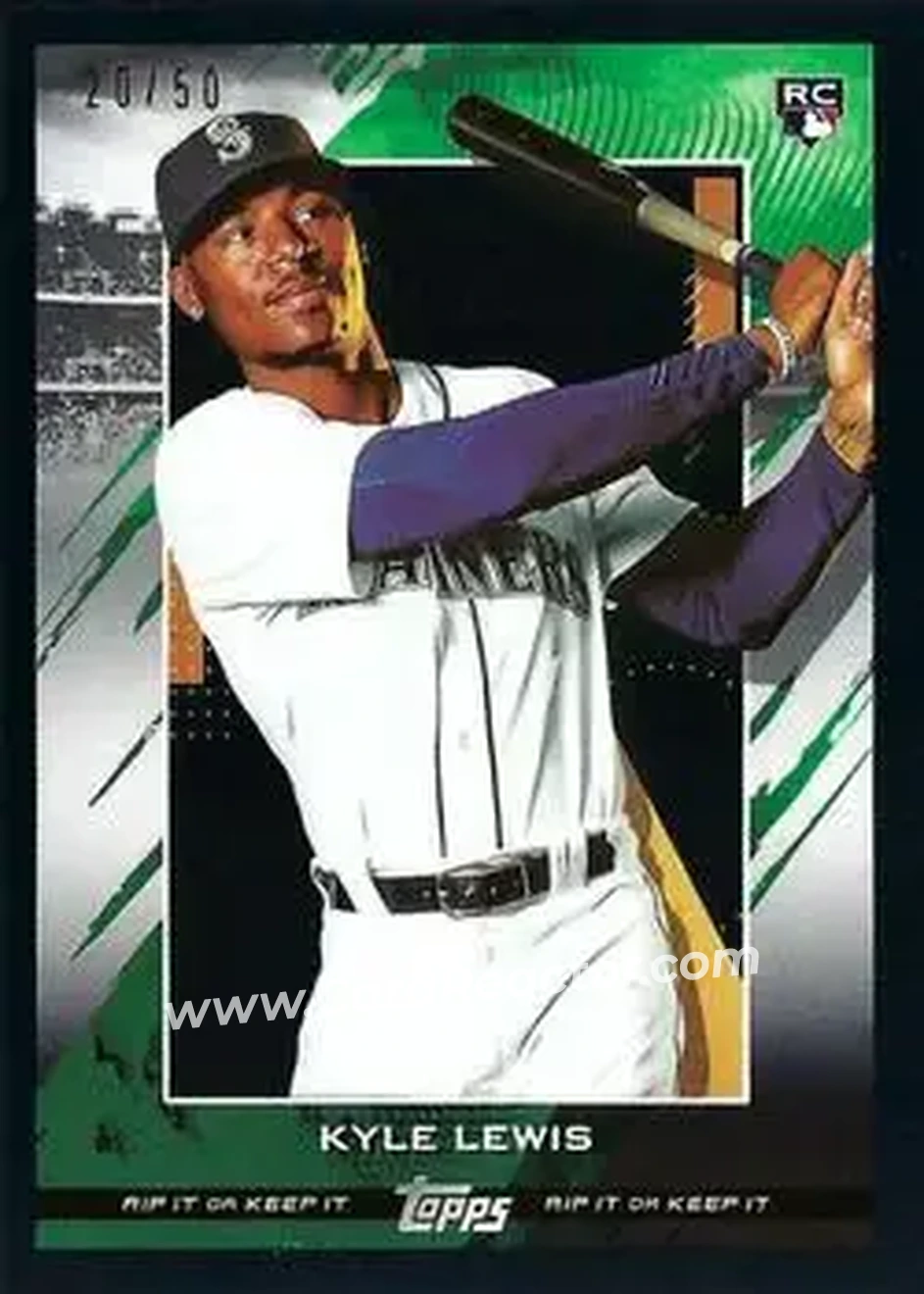 2020 Topps Rip - Black #65 - Kyle Lewis - Seattle Mariners - Front 2020 Topps Rip - Black #65 - Kyle Lewis - Seattle Mariners - Front