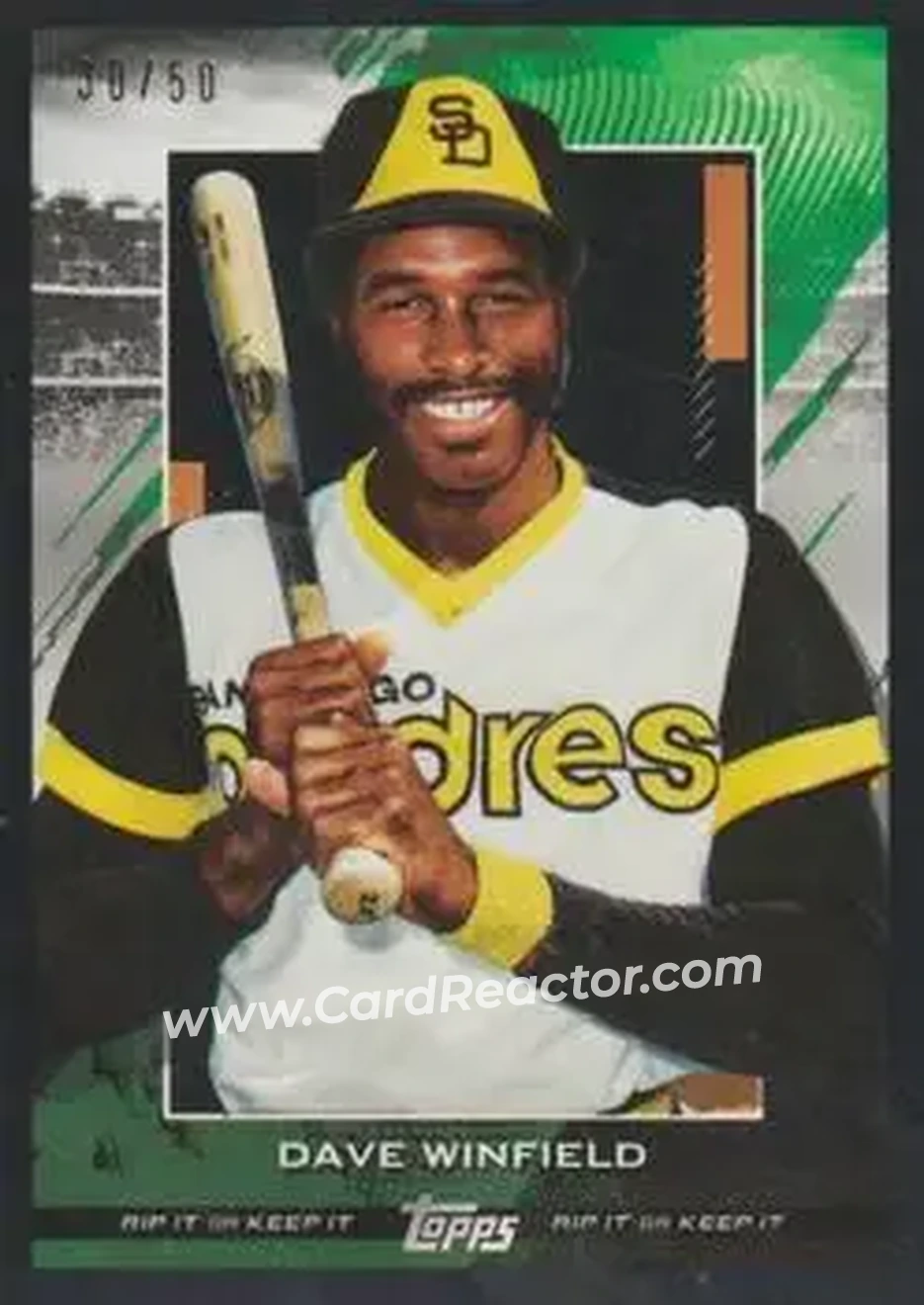 2020 Topps Rip - Black #77 - Dave Winfield - San Diego Padres - Front 2020 Topps Rip - Black #77 - Dave Winfield - San Diego Padres - Front