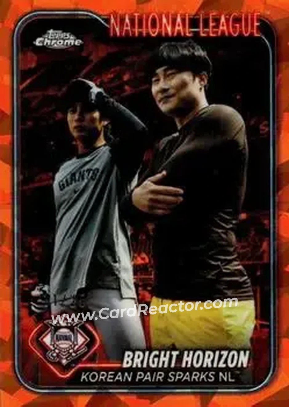 2024 Topps Chrome Update Sapphire Edition - Orange Sapphire #USCS12 - Bright Horizon: Korean Pair Sparks NL (Ha-Seong Kim - Jung Hoo Lee) SN25 - San Francisco Giants - San Diego Padres - Front
