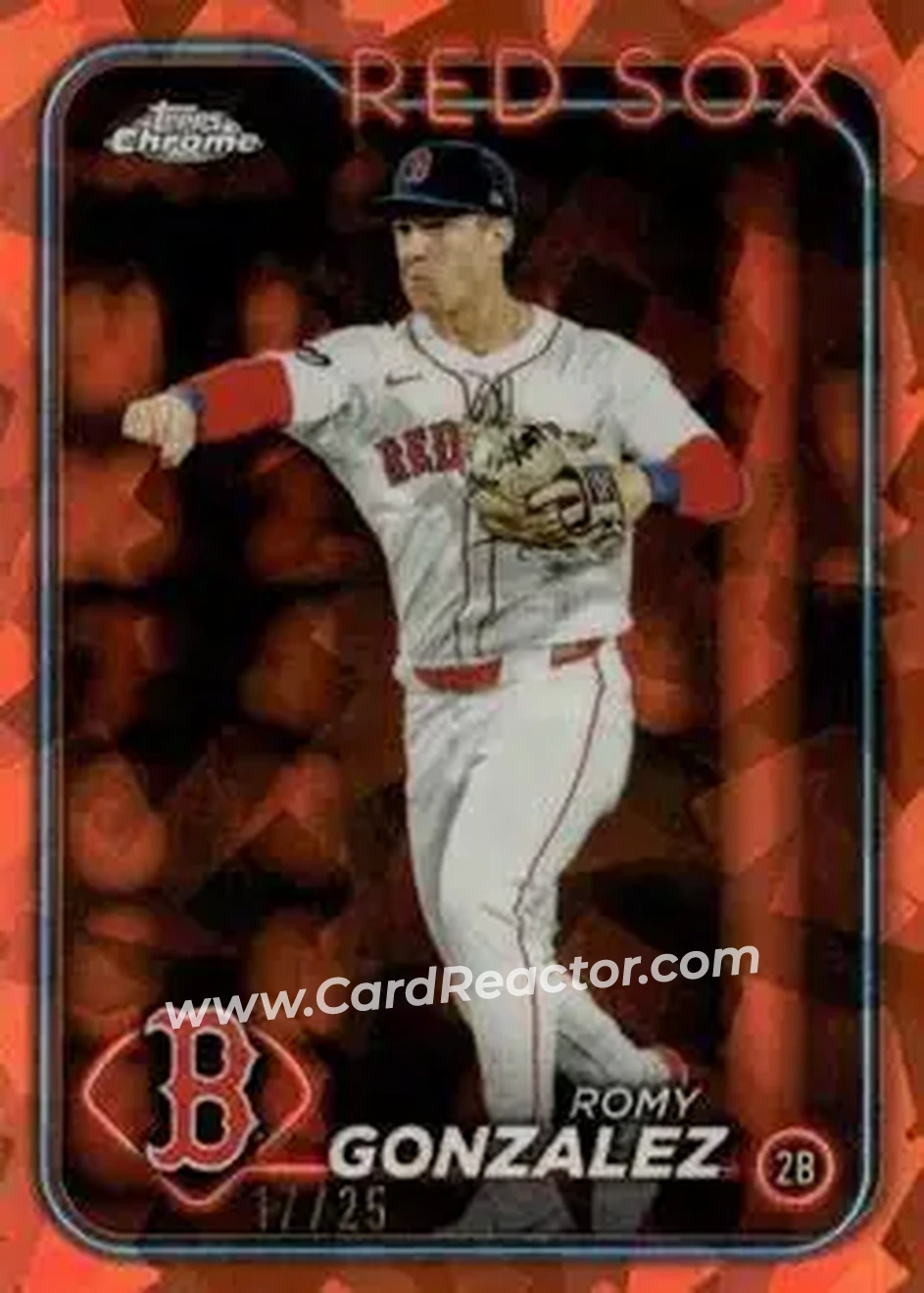2024 Topps Chrome Update Sapphire Edition - Orange Sapphire #USCS21 - Romy Gonzalez - Boston Red Sox - Front 2024 Topps Chrome Update Sapphire Edition - Orange Sapphire #USCS21 - Romy Gonzalez - Boston Red Sox - Front