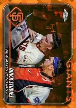 2024 Topps Chrome Update Sapphire Edition - Orange Sapphire #USCS55 - Quick Studies: New Mates Bond in S.F. (Patrick Bailey - Blake Snell) SN25 - San Francisco Giants - San Francisco Giants