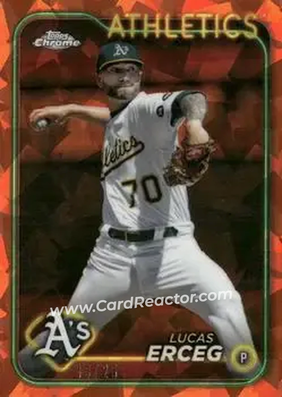 2024 Topps Chrome Update Sapphire Edition - Orange Sapphire #USCS93 - Lucas Erceg - Oakland Athletics - Front 2024 Topps Chrome Update Sapphire Edition - Orange Sapphire #USCS93 - Lucas Erceg - Oakland Athletics - Front