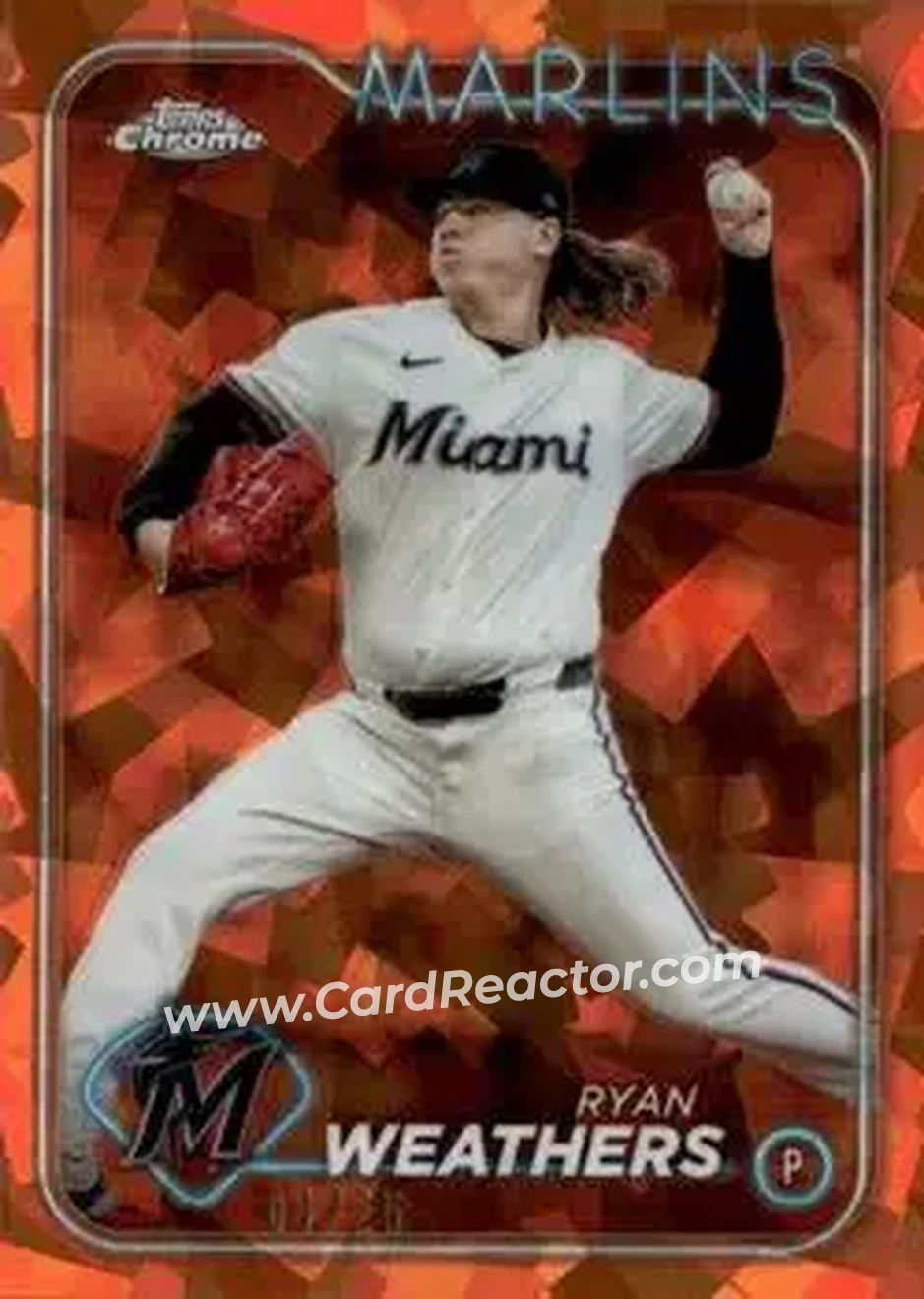 2024 Topps Chrome Update Sapphire Edition - Orange Sapphire #USCS103 - Ryan Weathers - Miami Marlins - Front