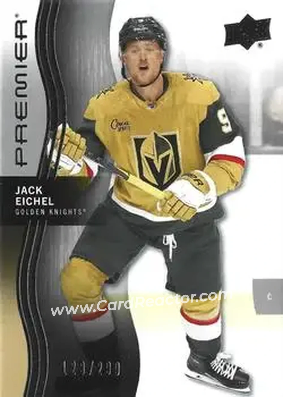 2023-24 Upper Deck Premier #26 - Jack Eichel - Vegas Golden Knights - Front 2023-24 Upper Deck Premier #26 - Jack Eichel - Vegas Golden Knights - Front