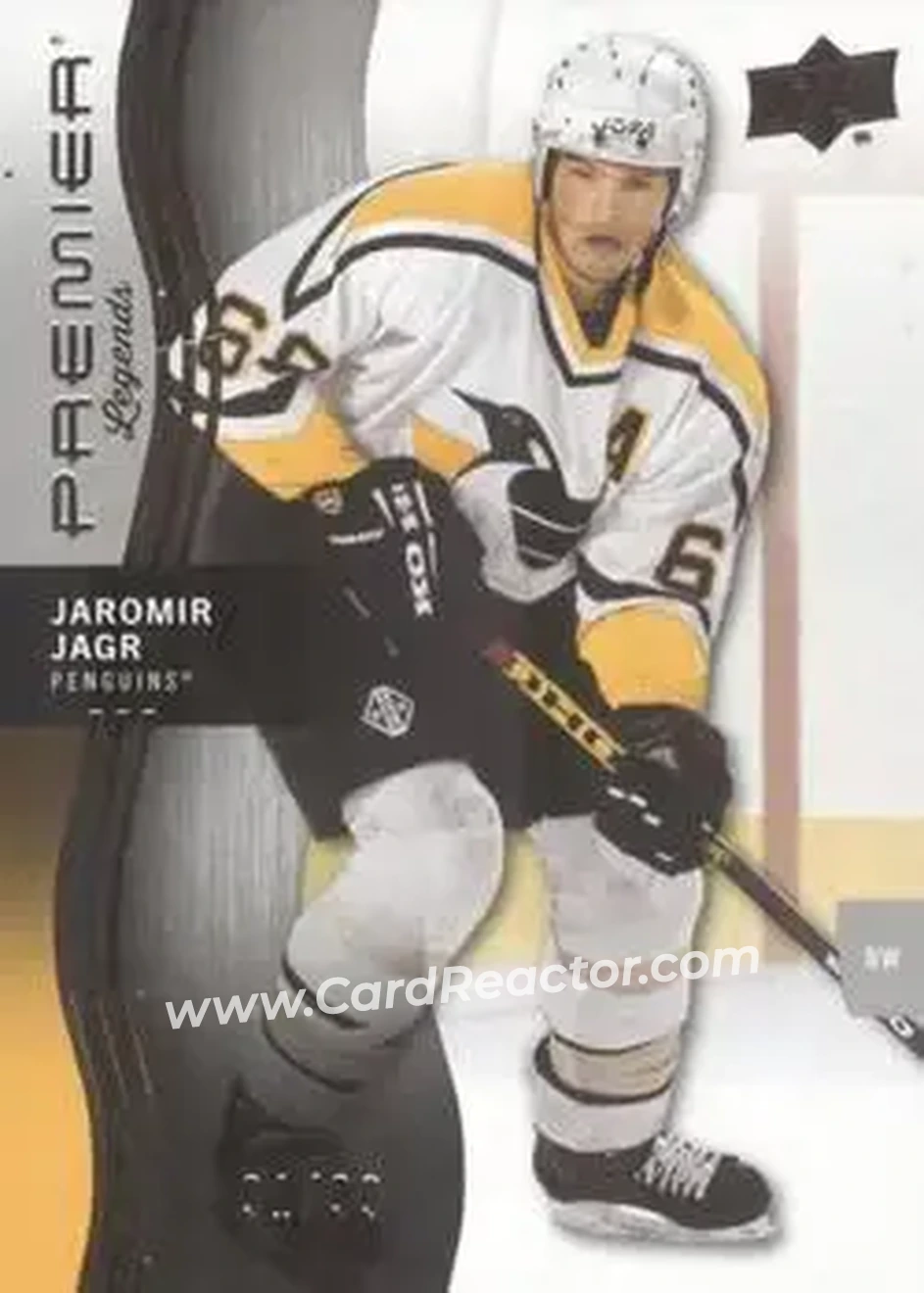2023-24 Upper Deck Premier #97 - Jaromir Jagr - Pittsburgh Penguins - Front 2023-24 Upper Deck Premier #97 - Jaromir Jagr - Pittsburgh Penguins - Front
