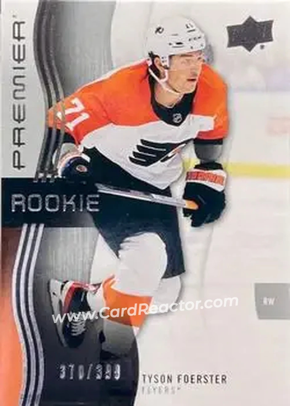 2023-24 Upper Deck Premier #118 - Tyson Foerster - Philadelphia Flyers - Front 2023-24 Upper Deck Premier #118 - Tyson Foerster - Philadelphia Flyers - Front