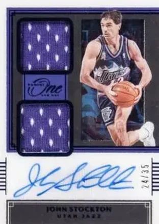 2020-21 Panini One and One - Dual Jersey Autographs Blue #DJA-JST - John Stockton - Utah Jazz